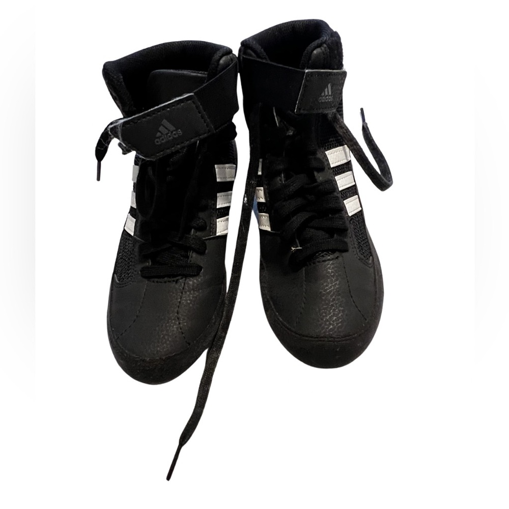 Adidas Boxing Shoes Youth Size 3.5 Black Wrestling High Top Training Used
